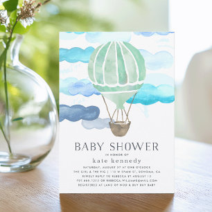Up in the Air Baby Shower Invitation   Mint