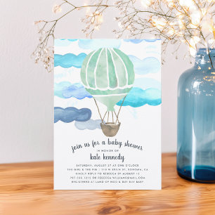 Up in the Air Baby Shower Invitation   Mint