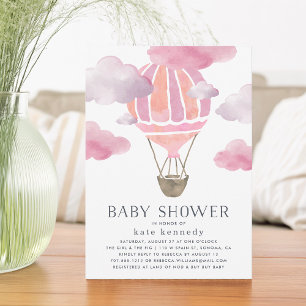 Up in the Air Baby Shower Invitation   Pink