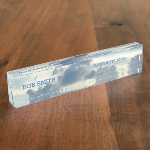 "UP IN THE CLOUDS" CUSTOMIZABLE ACRYLIC DESK NAMEP NAMEPLATE