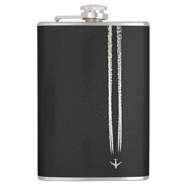 Up in the Sky/High Altitude Aeroplane Contrail Hip Flask (Front)