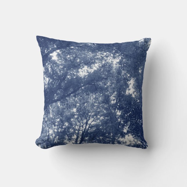 Up in the Trees - Cyanotype Effect Cushion (Front)