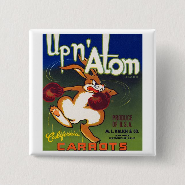 Up n' Atom California Carrots 15 Cm Square Badge (Front)