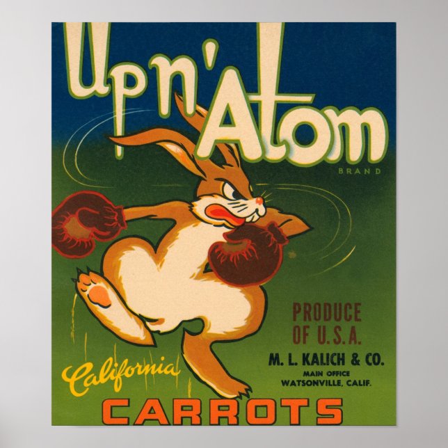 Up N Atom Vintage Crate Label Poster (Front)