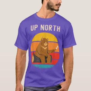 Up North Camping Bear Retro Vintage Sunset Funny T-Shirt