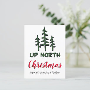 Up North Christmas, rustic evergreens     Postcard