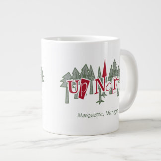 Up North in Green and Red Tree Custom Jumbo Mug