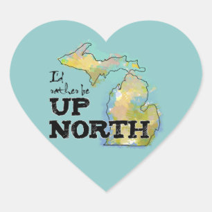 Up North Michigan Colourful Heart Sticker