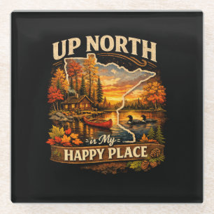 Up North Minnesota Cabin Sunset – Rustic Lake Life Glass Coaster