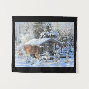 Up North Winter Cottage Tapestry