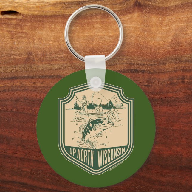 Up North Wisconsin Fishing Badge Key Ring (Front)