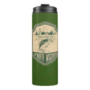 Up North Wisconsin Fishing Badge Thermal Tumbler