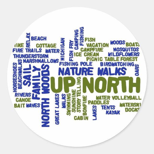 Up North Words Classic Round Sticker (Front)