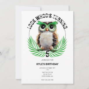 Up Owl Night Long Birthday Party Invitation