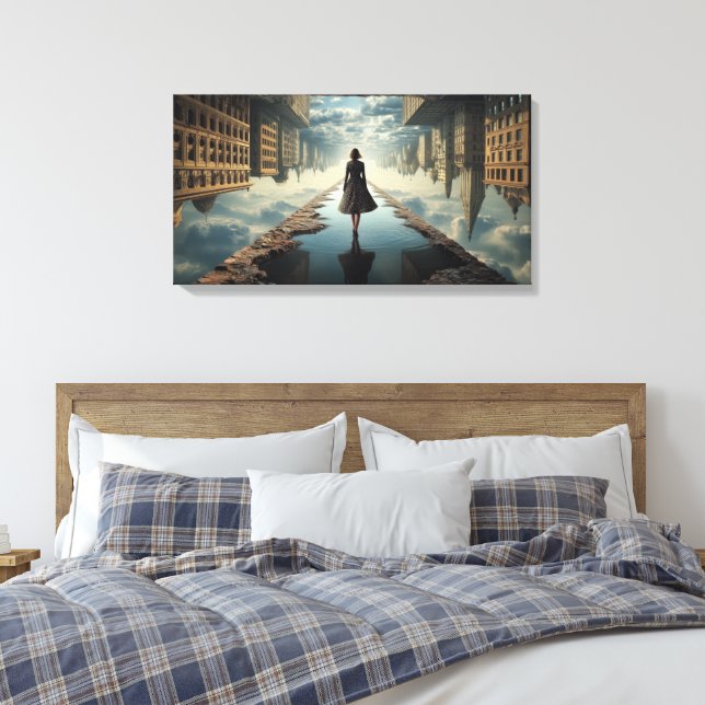 Up side down world Stretched Canvas Print (Insitu(Bedroom))