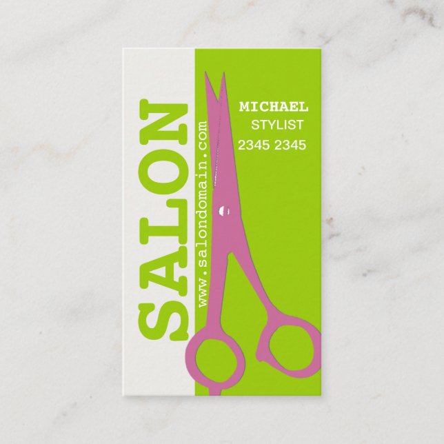 Up Text Vertical  Salon Spa Hair Styling Scissors Appointment Card (Front)
