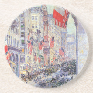 Up the Avenue from 34th Street, May 1917 by Hassam Coaster