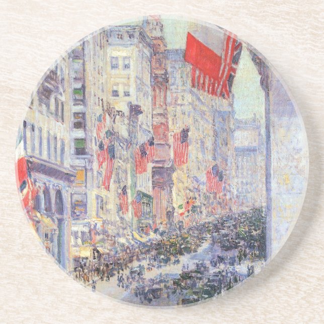 Up the Avenue from 34th Street, May 1917 by Hassam Coaster (Front)