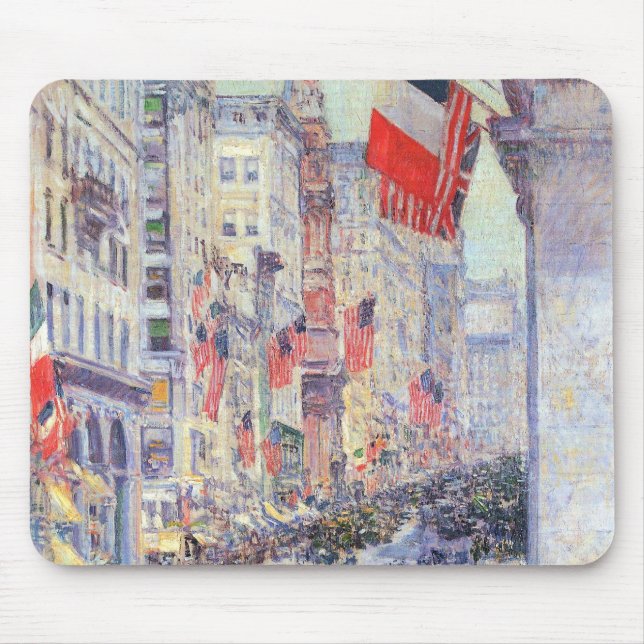 Up the Avenue from 34th Street, May 1917 by Hassam Mouse Mat (Front)