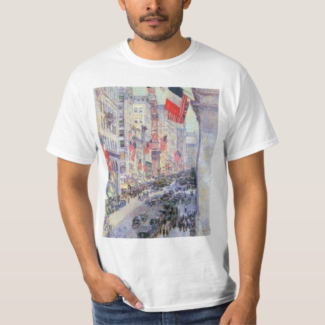 Up the Avenue from 34th Street, May 1917 by Hassam T-Shirt (Front)