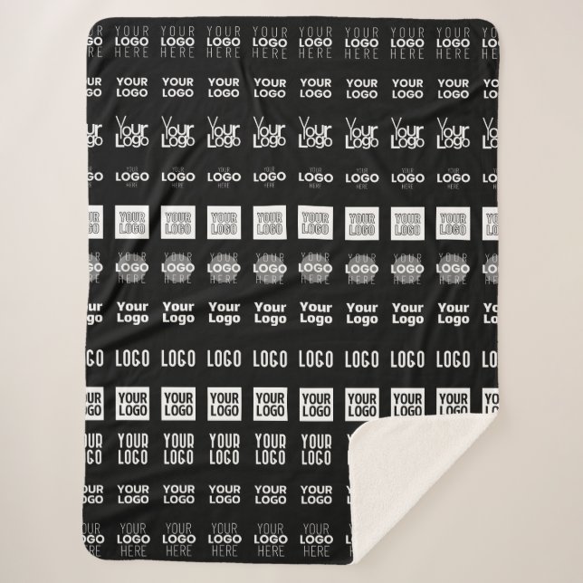 Up to 12 Different Logos or Uploaded Images Sherpa Blanket (Front)