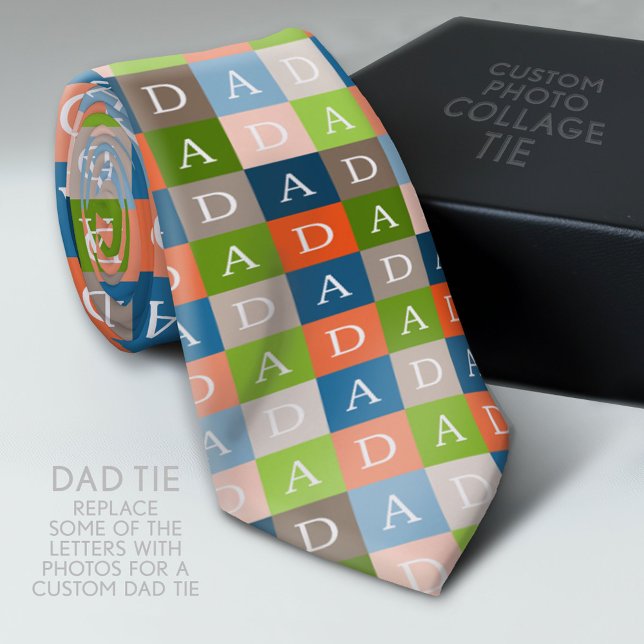 Up to 16 Photos or keep DAD Tie (Custom Photo Collage Tie - Create Your Own Look)