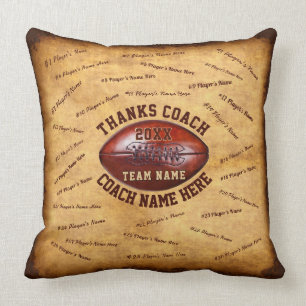 Up to 30 Player's Names Gifts for Football Coaches Cushion