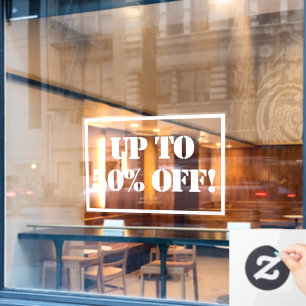 Up To 50% Sale Sign Window Cling