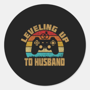 Up To Husband Newlywed Groom Video Game Lovers 1  Classic Round Sticker