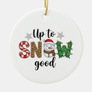 Up to Snow Good –Cute Winter Snowman Ceramic Tree Decoration