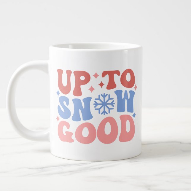 Up to Snow Good - Fun Winter Design Large Coffee Mug (Left)