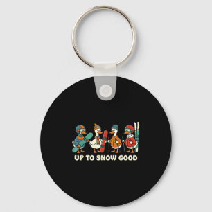 Up To Snow Good Funny Goose Skiing Snowboarding Pu Key Ring