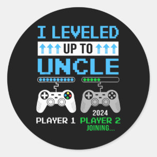 Up To Uncle 2024 Funny Video Game Soon To Be Uncle Classic Round Sticker