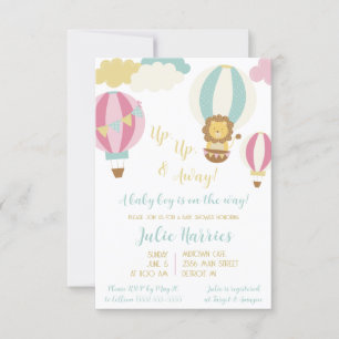 Up, Up, and Away!  A baby boy is on the way! Invitation
