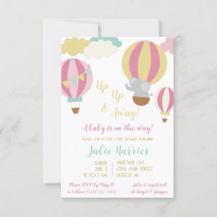 Up, Up, and Away!  A baby is on the way! Invitatio Invitation