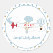 Up Up and Away/ Aeroplane Baby Shower Stickers