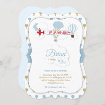 Up Up And Away! Aeroplane Birthday Invitation