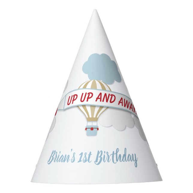Up Up And Away! Aeroplane Birthday Party Hat (Front)