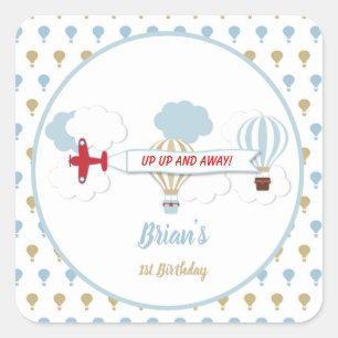 Up Up and Away/ Aeroplane Birthday Stickers