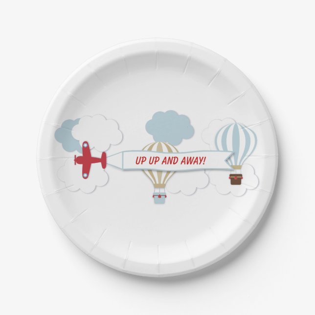 Up Up And Away/ Aeroplane Paper Plate (Front)