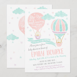 Up Up and Away Baby Shower Hot Air Balloon Invitation