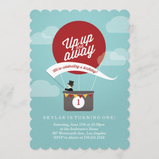 Up Up and Away Birthday Invitation