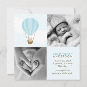 Up, Up and Away! Boy Baby Birth Announcements