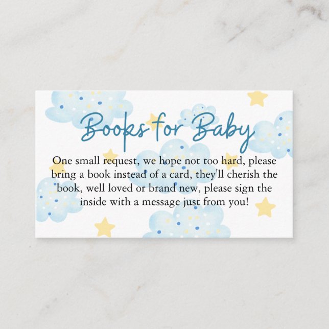 Up Up and Away Clouds and Stars Books for Baby Enclosure Card (Front)