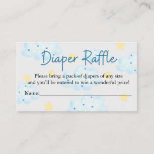 Up Up and Away Clouds and Stars Diaper Raffle Enclosure Card