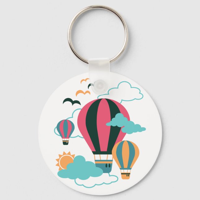 Up, Up, and Away! Cute Air Balloons Pattern Key Ring (Front)