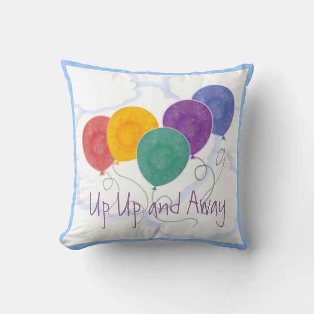 Up Up and Away Graphics Multi Colour Balloons Cushion (Front)