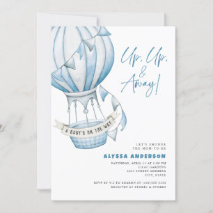 Up Up and Away Hot Air Balloon Baby Shower Invitation