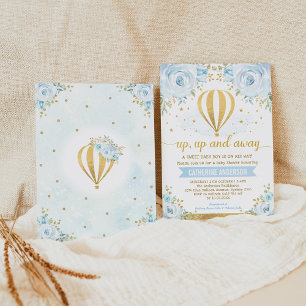 Up Up and Away Hot Air Balloon Boy Baby Shower Invitation