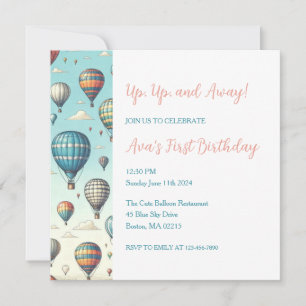 Up, Up, and Away! Hot Air Balloons Birthday Invitation